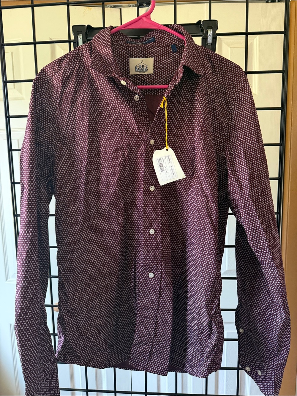 B.D. Baggies Men's Burgundy Microdot Button-Down Shirt